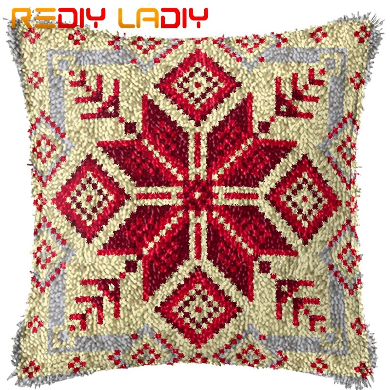 Kussen met klikhaak, ja ik doe romantisch, kussensloop, voorbedrukt canvas, acryl garen, kussen met klikhaak, gehaakt kussenhoes, handwerk: Bz387