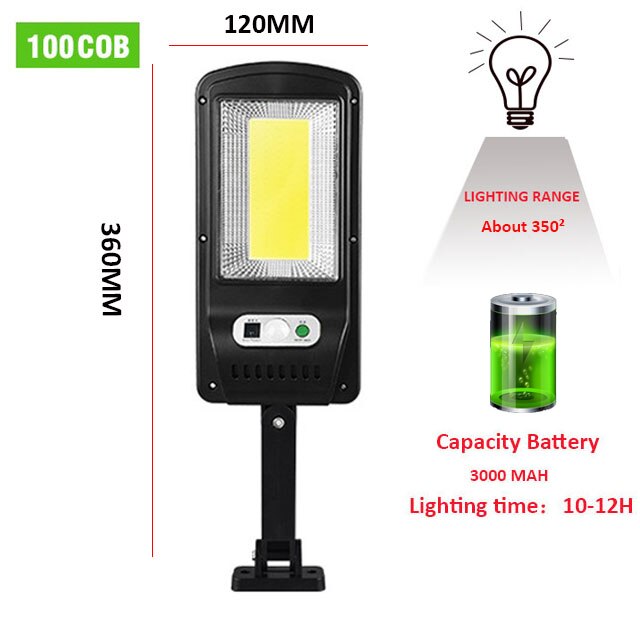 8000W 504LED Solar LED Street Light Waterproof PIR Motion Sensor Smart Remote Control Lamp Outdoor Garden Security Wall Light: 100COB