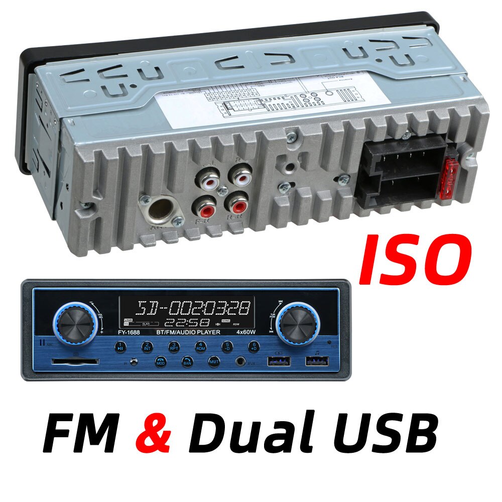 Autoradio 1 Din Auto Radio Coche Bluetooth Stereo Audio Fm Ontvanger Usb Sd Aux Autostereo MP3 Multimedia Speler Auto Elektronica: FY-1688-B-ISO