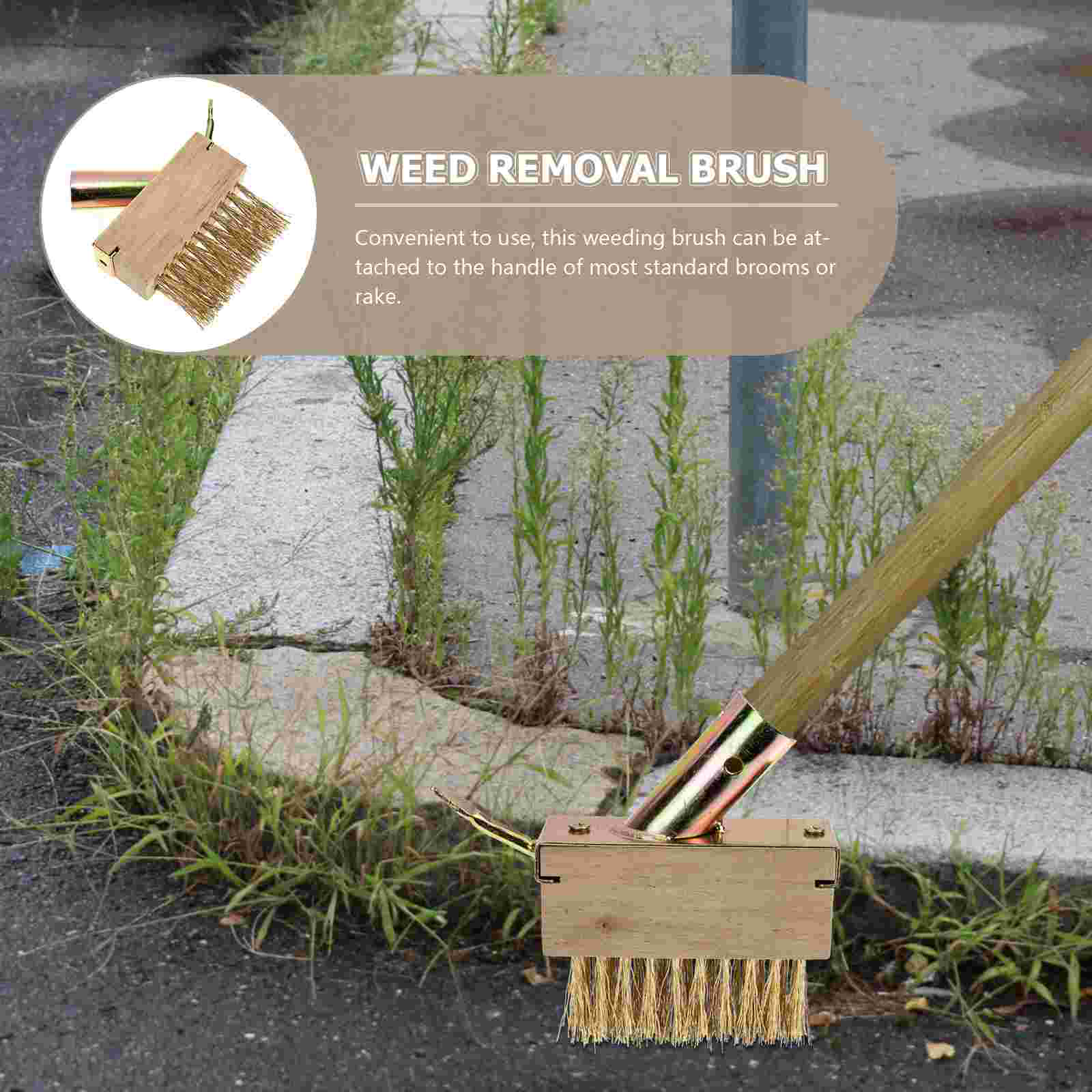 Steel Wire Weeding Brush with Scraper Moss Removal Deck Crevice Cleaning Tool