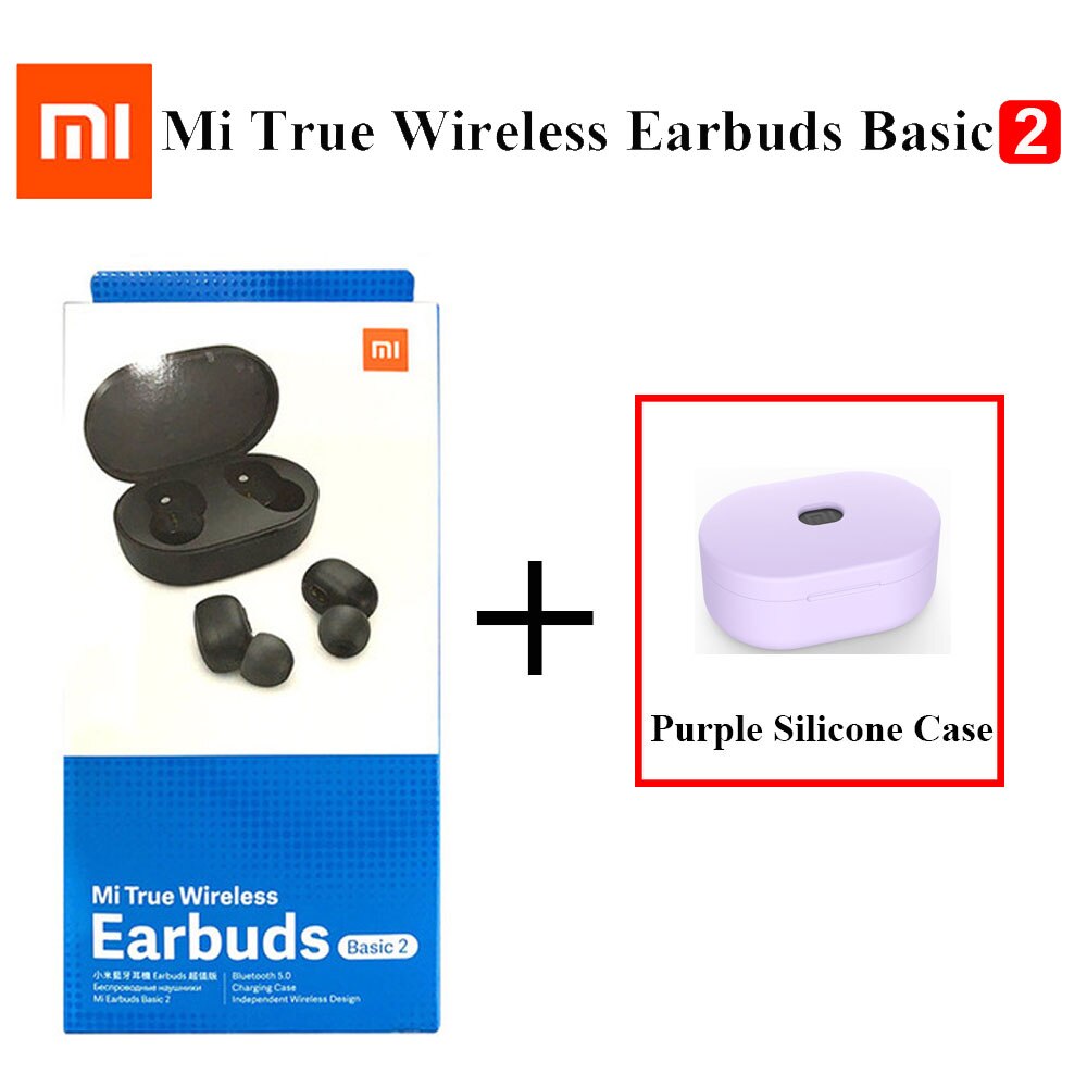 Xiaomi-auriculares Airdots 2 TWS versión Global, auriculares inalámbricos originales con Bluetooth 5,0, auriculares estéreo Mi True Wireless 2, TWSEJ061LS: Add Purple Case