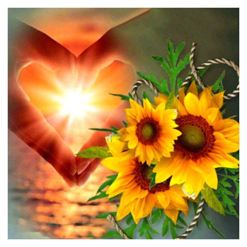 Full Square/Round Drill 5D DIY Diamond Painting "sunflower Sunset sea" 3D Embroidery Cross Stitch 5D Rhinestone Decor