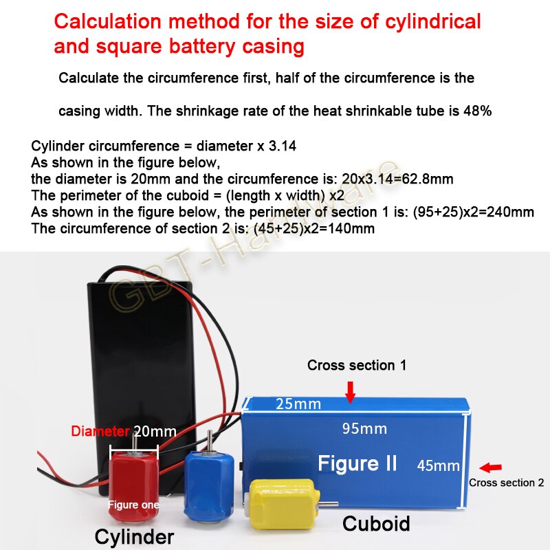 50PCS 18650 Lithium Battery Sleeve PVC Heat Shrinkable Tube Flattened Width 29mm Cutting Tube Length 72mm Temperature 105°C