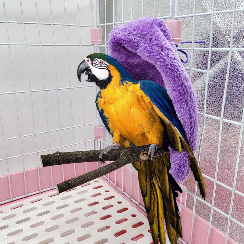 Winter Warm Pluche Vogels Hangmat Zachte Cape Hut Bed Voor Parkiet Valkparkiet Conure Van Budgie Kaketoe E2S: Paars / S