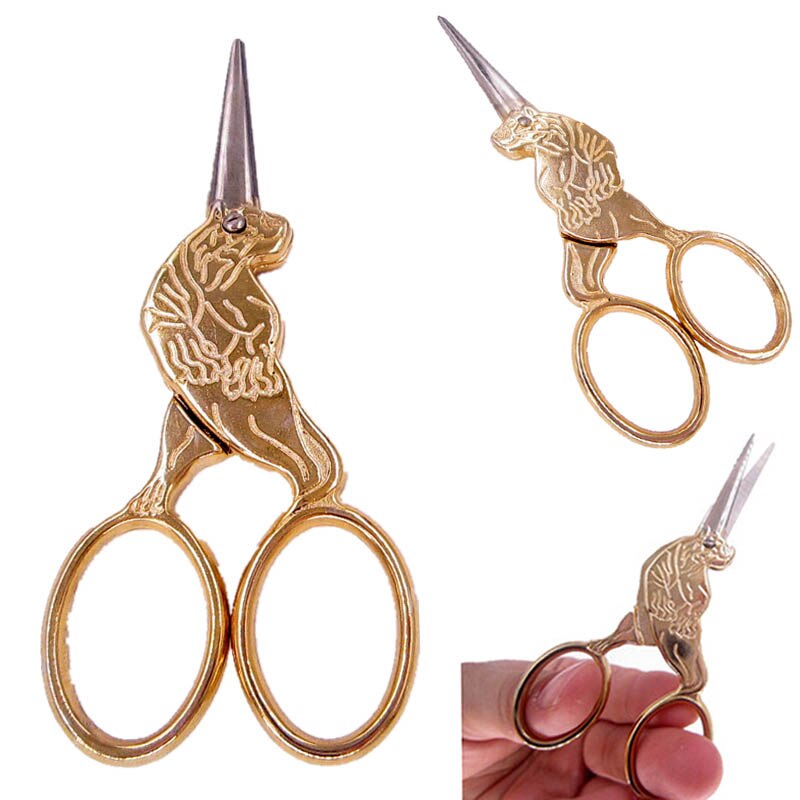 Gold Tiger Thrum Dressmake shear cross Sewing fabric Needlework Thread Cut embroidary Tailor Yarn Fancywork stitch Scissor Trim