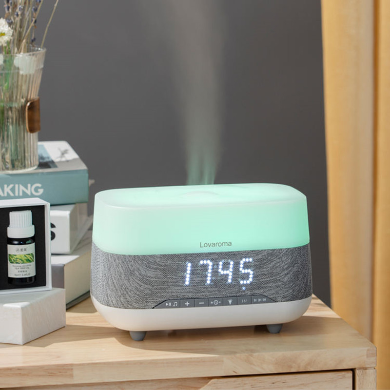 Lovaroma M01 300Ml Koele Mist Luchtbevochtiger Aroma Diffuser Etherische Olie Bluetooth Speaker Wekker Verlichting Lamp Timing Geur