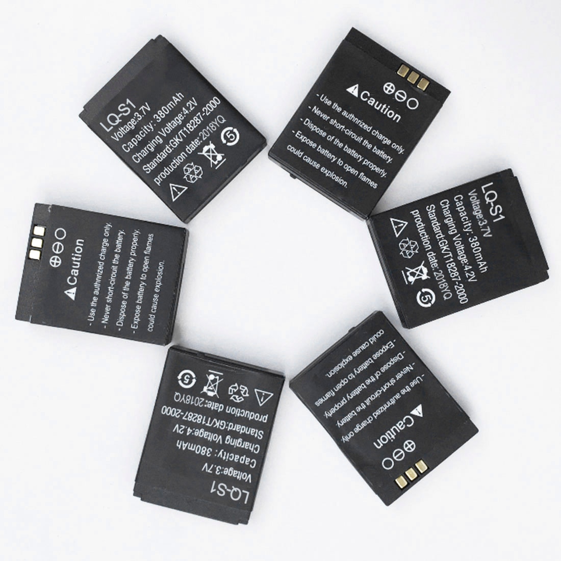 1 Uds inteligente pilas para reloj LQ-S1 3,7 V 380mAh batería recargable de polímero de litio para reloj inteligente DZ09 QW09 W8 A1 V8 X6
