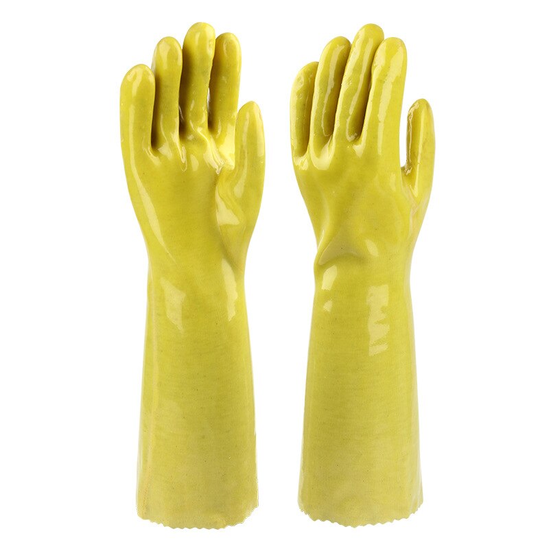 Rubberen pvc werkhandschoenen bestand tegen zuur alkali oliebestendige handschoenen industrie verlengd verdikte arbeidsbeschermende handschoenen