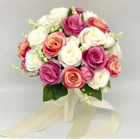 Brautstrauß, blumen für brautjungfern, hochzeitsaccessoires, weiße künstliche rosen, brautsträuße, hochzeitsdekoration, hochzeit: Grün