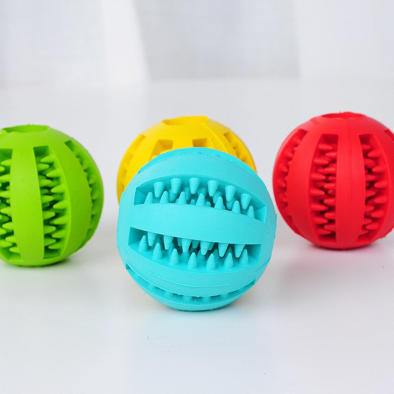 Bola de goma para perro mascota, divertido juguete, herramienta de alimentación para dientes masticar, juguete para jugar con perros, soporte de dispensación Dental para entrenamiento