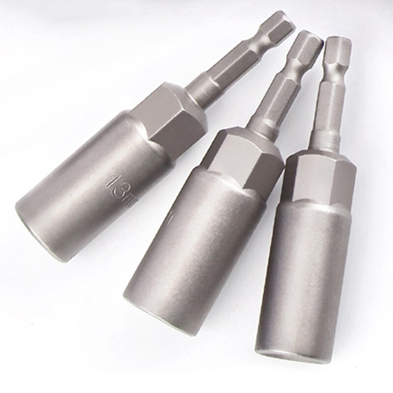 10Pc 1/4 Inch Wrench Hex Bit Socket Set Deep Long 1/2 Inch Impact Drill Socket Adapter Drill Bits