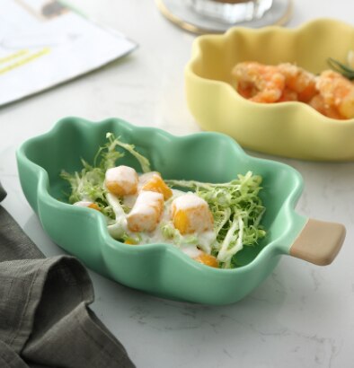 Mooie Koreaanse Stijl Taart Fruit Snoep Dessert Salade Platen Servies Servies Moderne Keramische Gedroogd Fruit Snoep Snacks TrayLF349: green