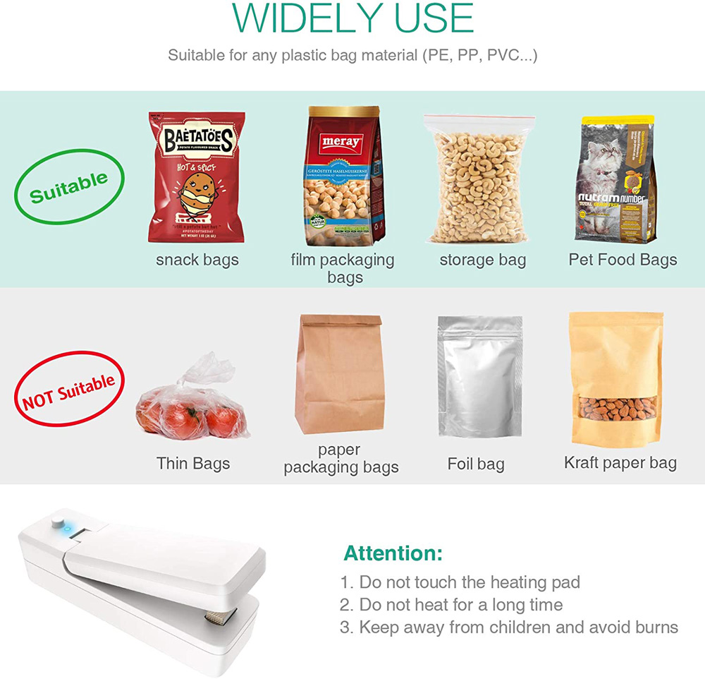 Mini Bag Sealer 2-In-1 Draagbare Dichtlassen Oplaadbare Handheld Vacuüm Dichtlassen &amp; Cutter Voor plastic Zak Opslag Voedsel