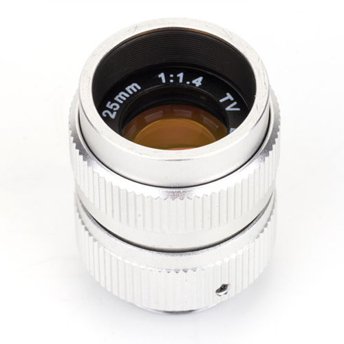 1/2 Television TV Lens/CCTV Lens For 16mm C Mount Camera 25mm F1.4 Silver