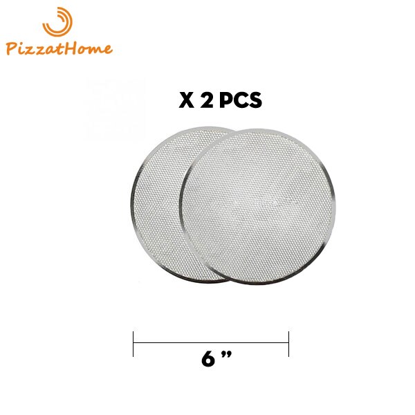 PizzAtHome 6 to 22 inch Pizza Stone Seamless Aluminum Mesh Pizza Pan Baking Screen Round Pizza Tool Oven Accessories Bake Ware: 6 inch x 2Pcs