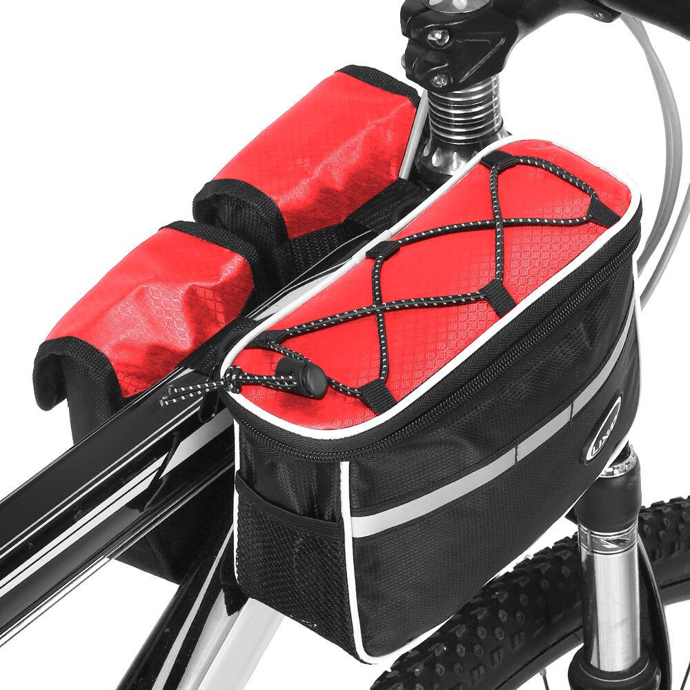 Lixada Fietsen Fiets Top Tube Bag Bike Fiets Tas Met Rain Cover Waterdicht Berg Fiets Frontframe Fietstas Pack: Rood