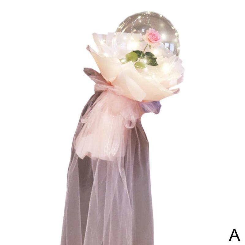 LED ballon lumineux Transparent rond mousse Rose Bouquet boule décoration fête mariage noël anniversaire fille Bobo S0E6: A