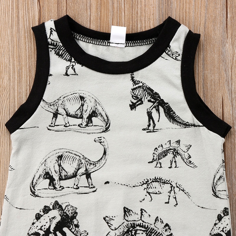 Newborn Baby Boys Girl Dinosaur Romper Jumpsuit Outfits Sleeveless Summer Clothes 0-18M