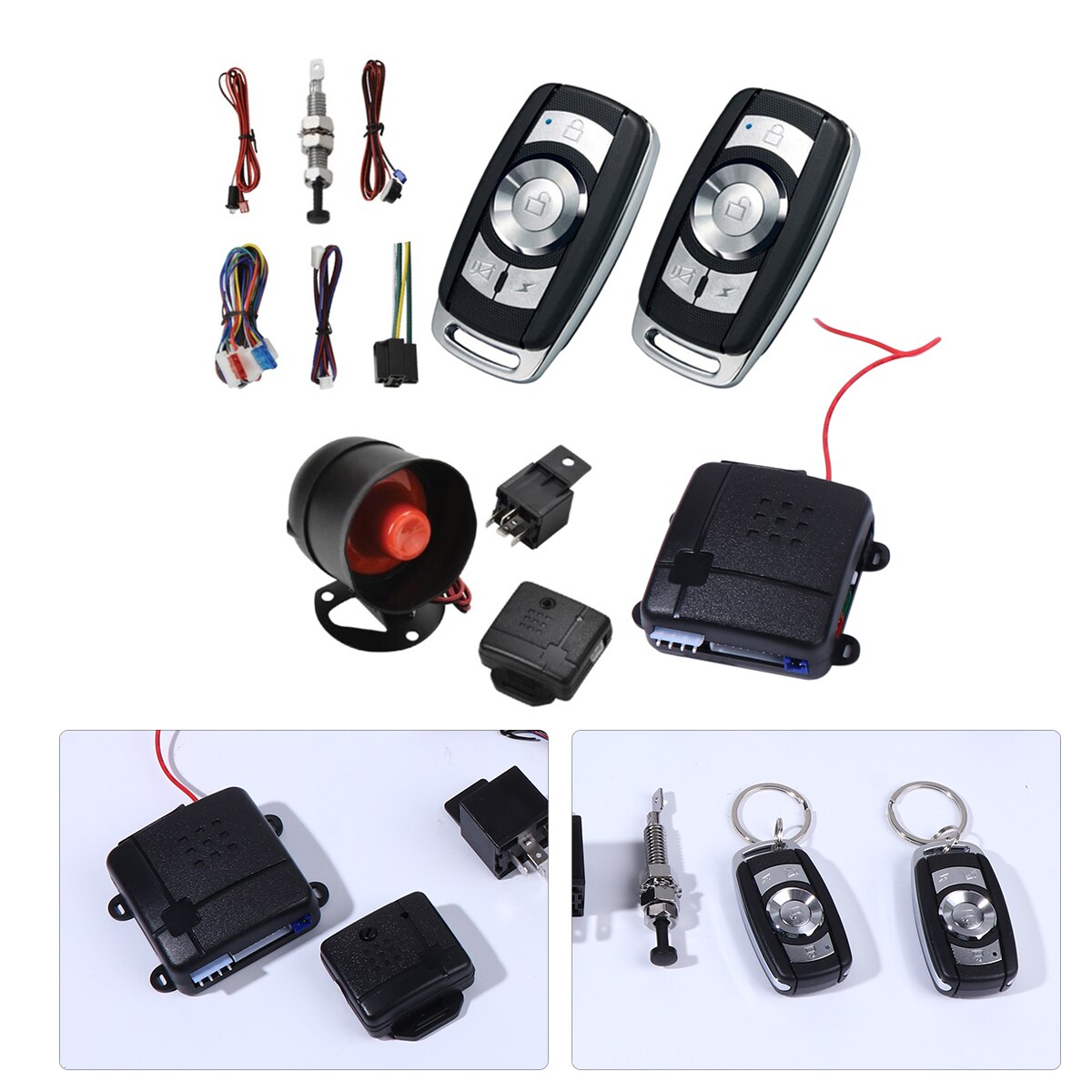1 Set of Car Alarm System Remote Control Burglar Alarm System Security System Locking Alarm System for Vehicle Auto