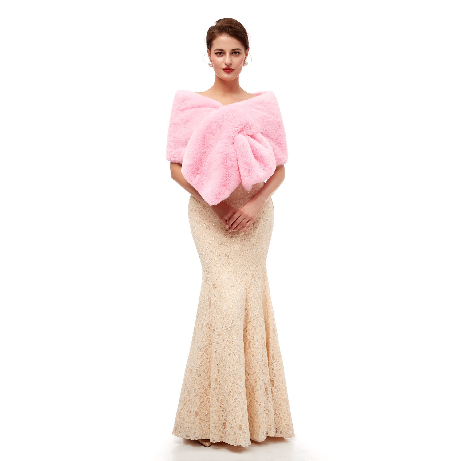 Bont Sjaal Bruiloft Wrap Vrouwen Winter 3/4 Lengte Mouwen Bridal Wraps Warm Bont Boleros Bridal Jacket Avond jas: 138