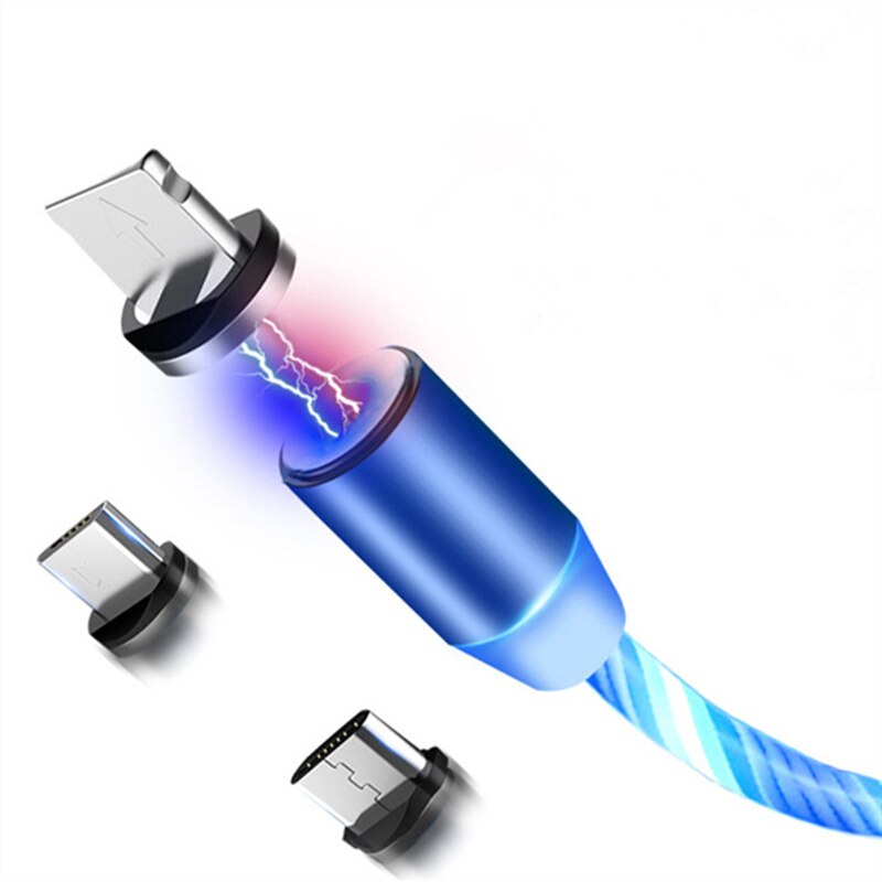 3 IN1 LED świecące światło magnetyczne IOS/type-c/Micro USB ładowarka kabel Samsung S8 S9 Plus A50 dla androida dla Huawei P30 LG
