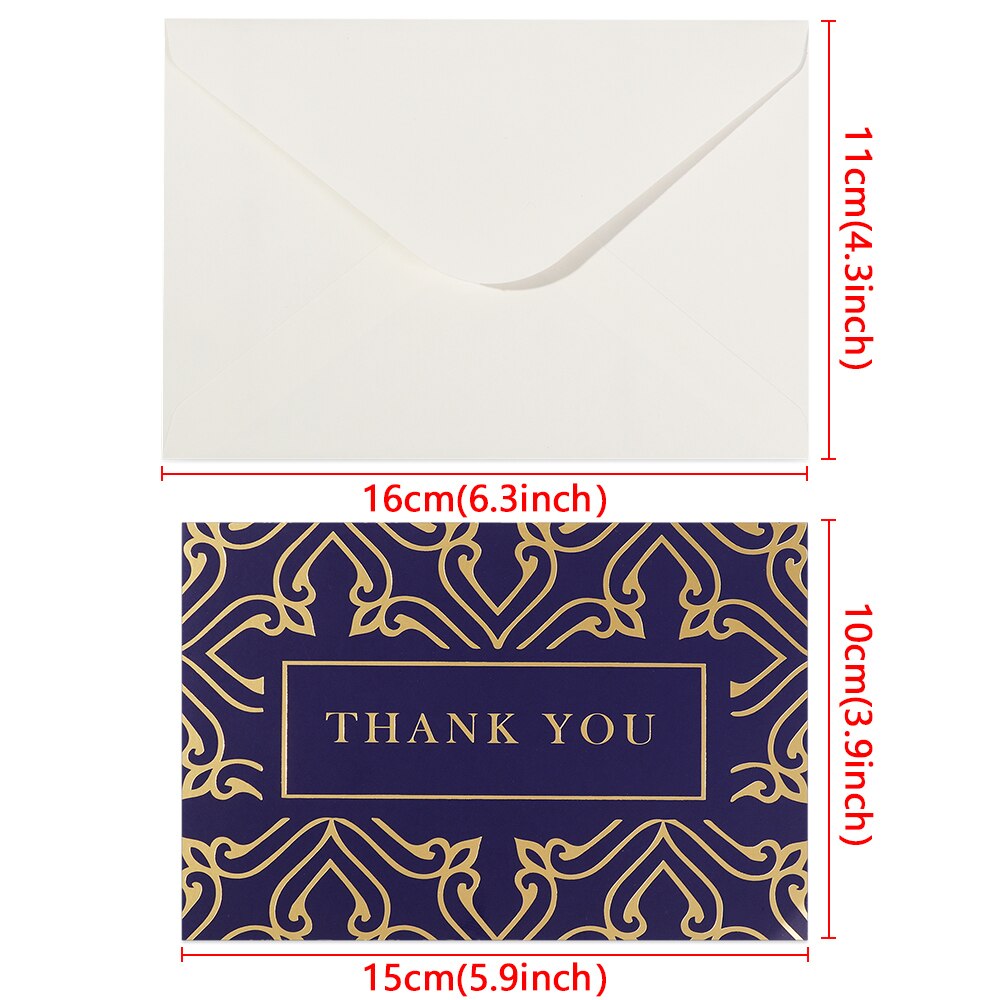 5Pcs Gold Embossed Thank You Cards Blank Note Cards with Envelopes Letter Perfect Greeting Business Wedding Card