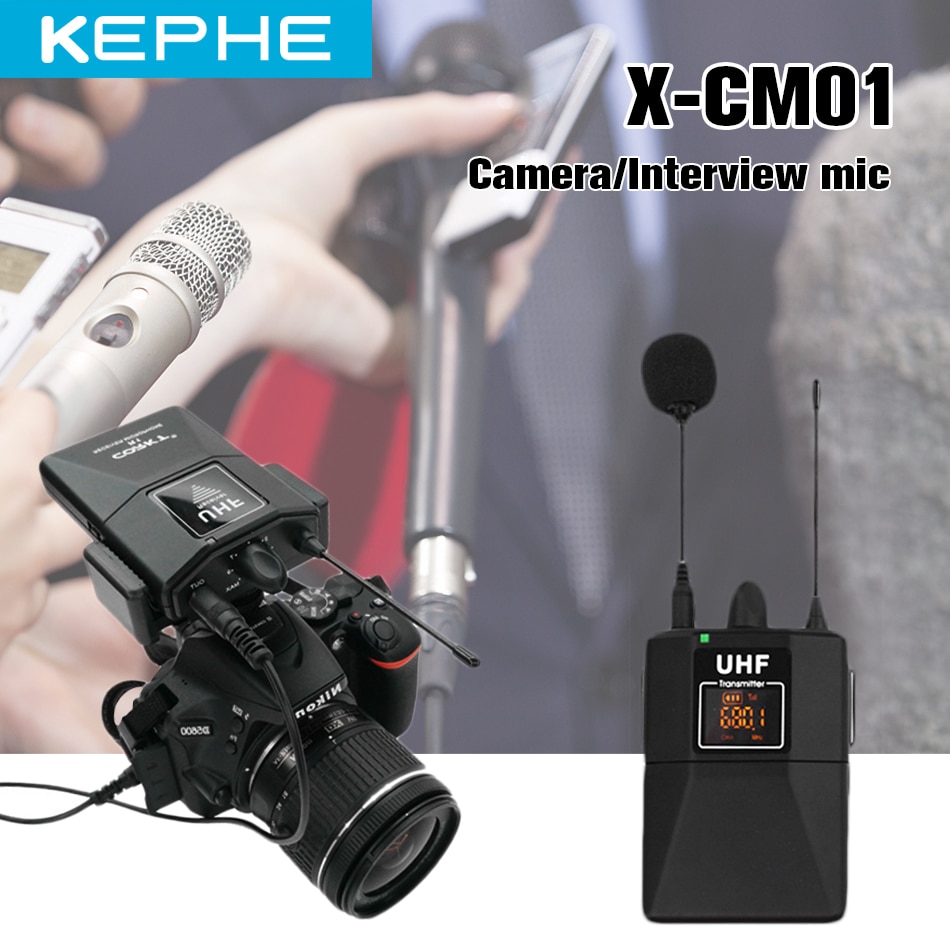 Kephe X-CM01 Uhf Draadloze Lavalier Microfoon, uhf Revers Mic Systeem Met 16 Selecteerbare Kanalen Komen Met Twee 3.5 Mm Kabels