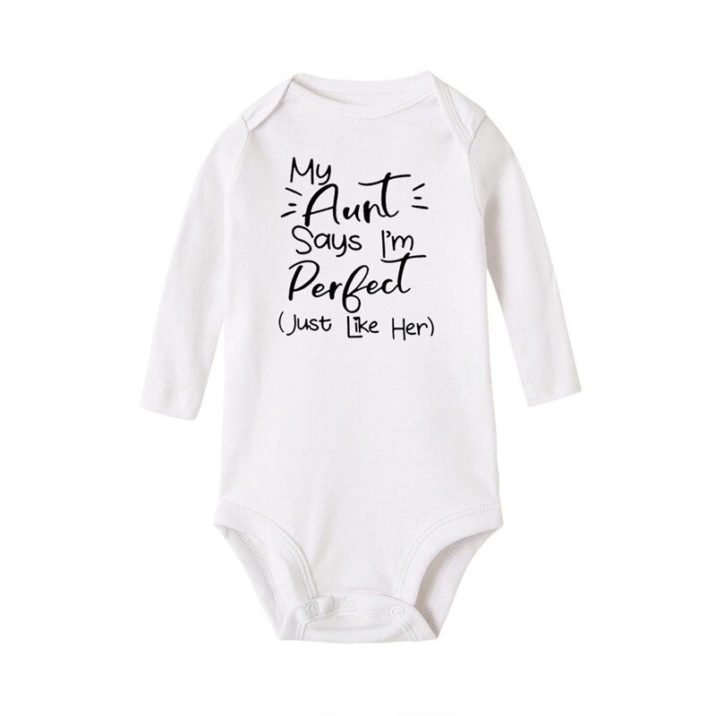 My Aunt Says I'm Perfect Just Like Her Baby Bodysuit Cotton Long Sleeve Romper Autumn Winter Body Baby Boy Girls Onesie Clothes: 0-3M