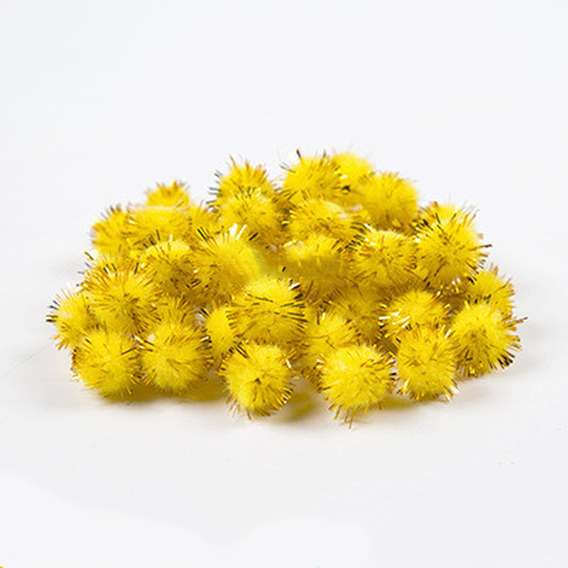 100pcs Colored Glitter Balls Pompom Furry Balls Kids DIY Craft Supplies Handmade Decoration Materials Pom Poms