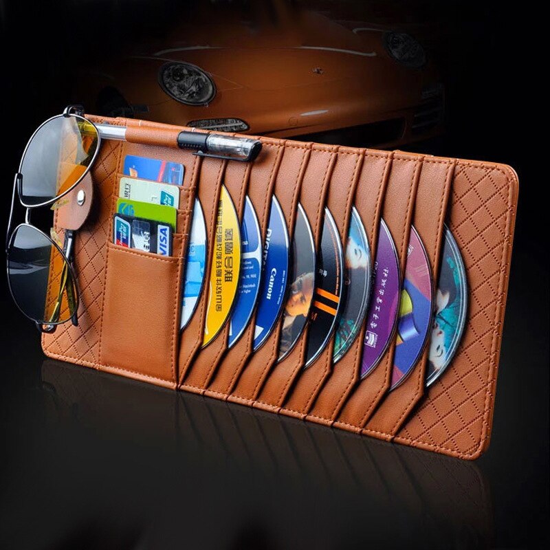 Lamsleren Mode Cd Houder Auto Zonneklep Cd Dvd Disk Card Case Met Tissue Doos Multifunctionele Opslag Houder Clip tas