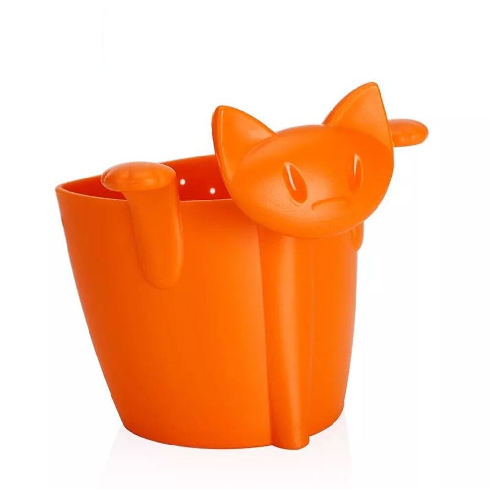 Cute Cat Tea Strainer Tea Infuser Food Grade Silicone Loose Leaf Mug Strainer Hanging On Cup Fun Cartoon Tea Accessorie: orange