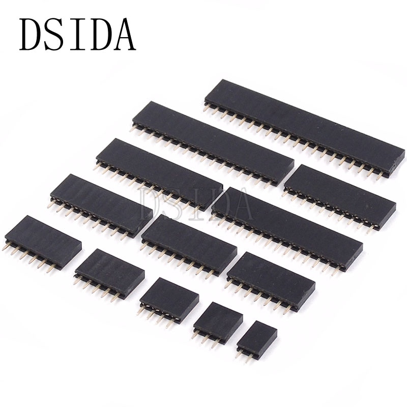 10 stks 2.54mm Enkele Rij Pin Vrouwelijke Pin Header Socket 1*2 p 3 p 4 p 5 p 6 p 7 p 8 p 9 p 10 p 12 p 14 p 16 p 20 p 40 p Pin Connector
