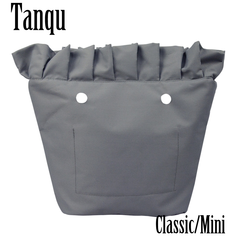 Tanqu Frill Pleat Soild Fabric Waterproof Inner Lining Insert Zipper Pocket for Classic Mini Obag Inner Pocket for O Bag