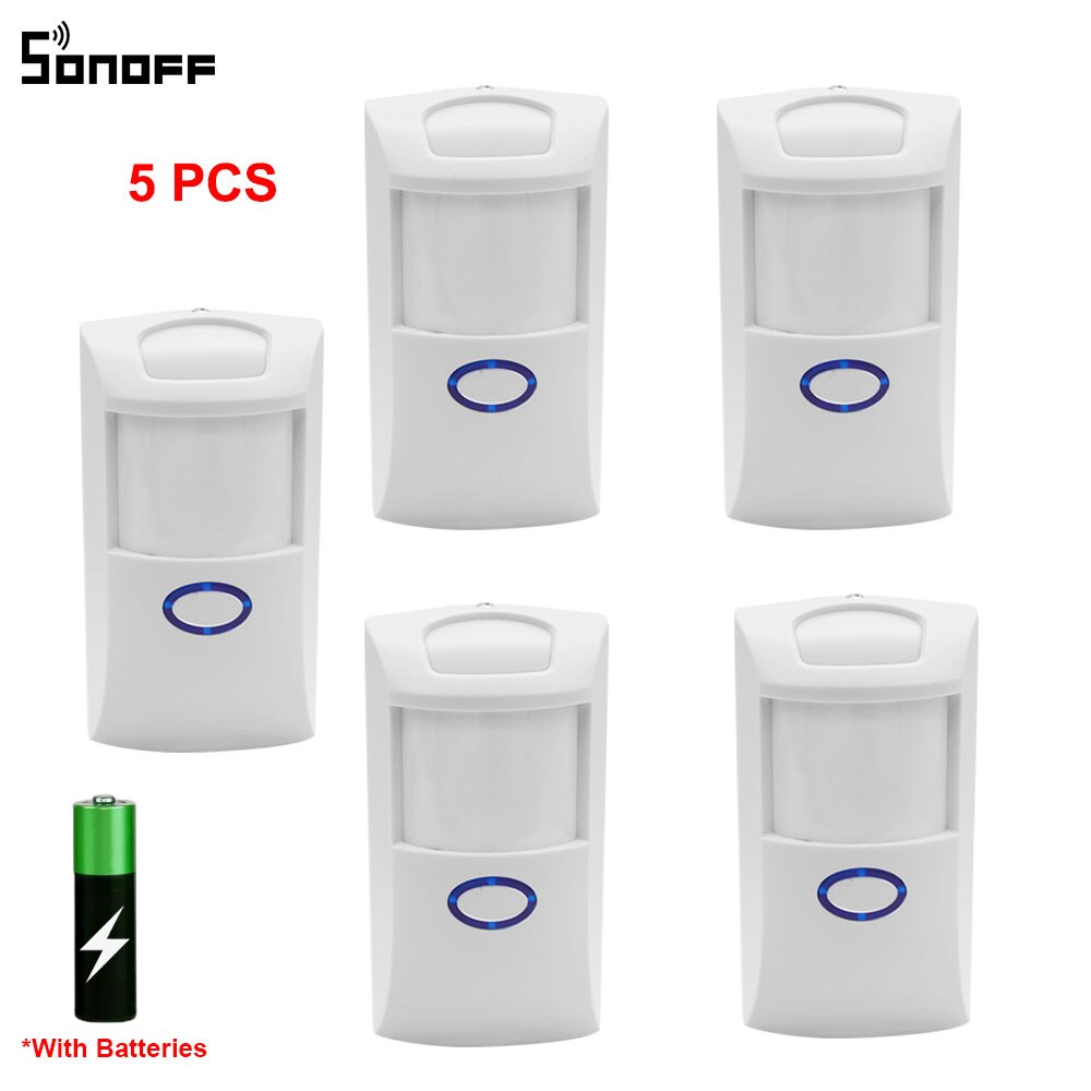 PIR2 Motion Sensor With Battery Wireless PIR Alarm Motion Sensor Detector 433Mh RF Work With SONOFF RF BridgeR2: 5PCS PIR2