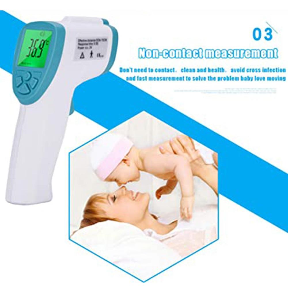Lcd infrarood voorhoofdthermometer zonder aanraking, digitale thermometer voor volwassenen en kinderen, koortsthermometer, direct afleesbaar afstandsbereik