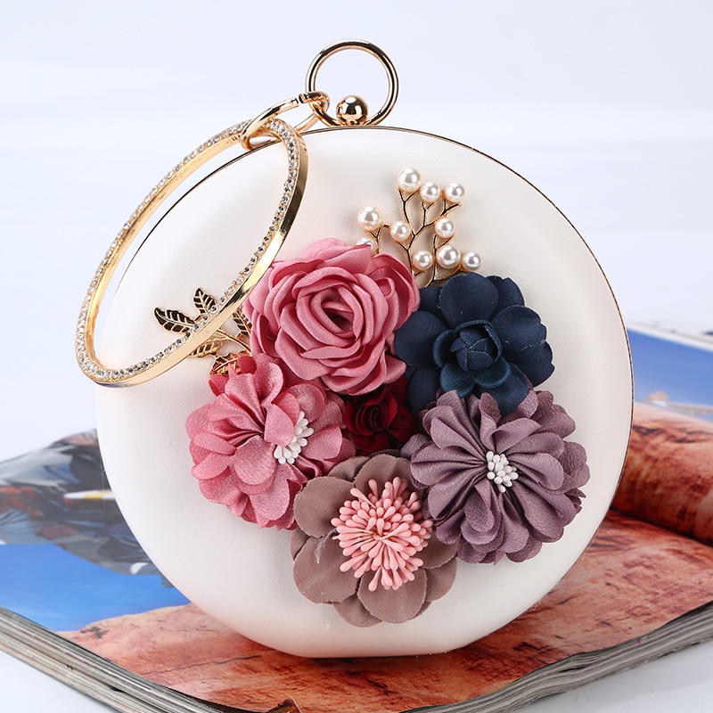 Sac de soirée circulaire, portefeuille de fête de luxe, organisateur de fleurs, pochettes, Mini porte-monnaie de mariage, LS0020