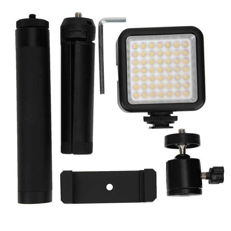 Suporte ao vivo do telefone móvel selfie vara desktop haste de extensão tripé fixo kit luz led tripé acessórios suporte ao vivo