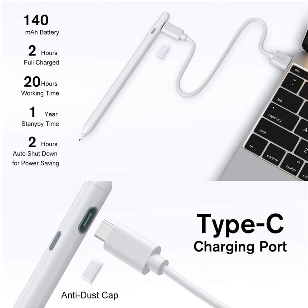 Stylus Drawing Tablet Pen For iPad /Pro /Mini /Air For iPhoneXS MAX /XR Phone Rechargeable Capacitive Touch Screen Pencil