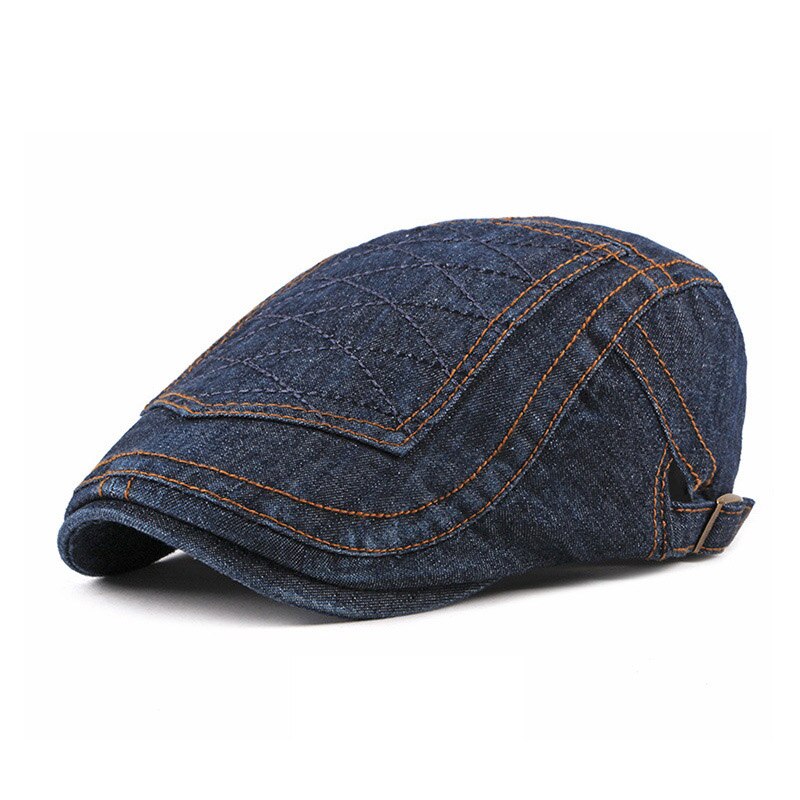 [AETRENDS] Newsboy Cap Beret Hats for Men Denim Caps for Driving Outdoor Activities Z-6593: Dark Blue