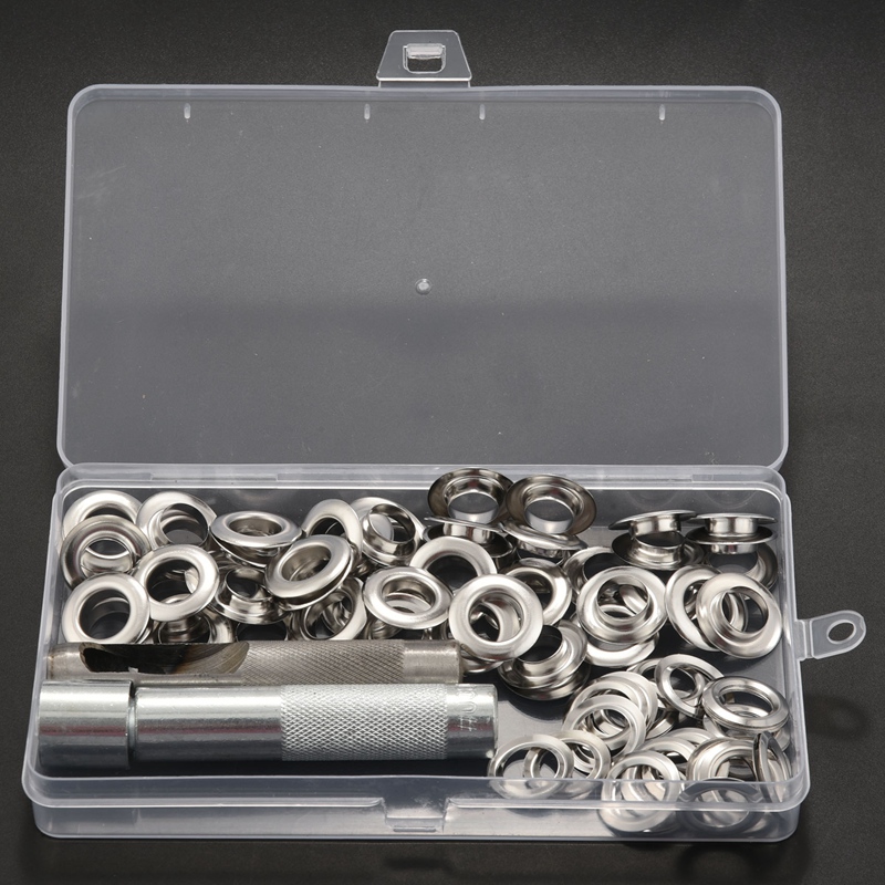 100Pcs Punch Grommets And Tarpaulin Awning Tent Tarp Repair Kit Hole Eyelet