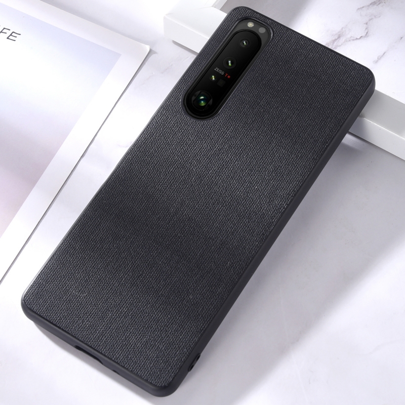 Cloth Fabric Pattern Case Coque For Sony Xperia 1 10 5 VI V IV III II Oleophobic Wool Plain Silicone Case Phone Back Cover Funda: PU / black
