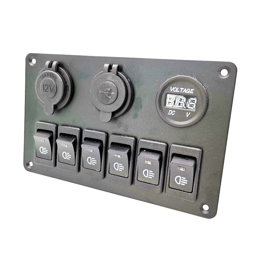 interruptor basculante azul 6 Gang para Panel interruptor de circuito LED impermeable para coche barco marino