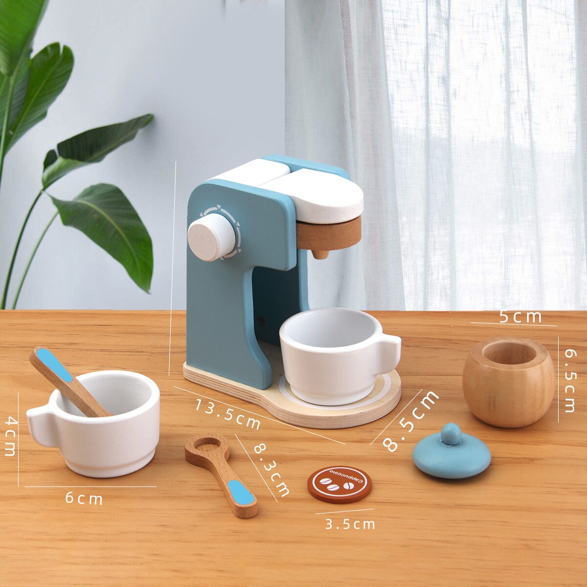 Kitchen Pretend Play Toy Wooden Simulation Coffee Machine Toaster Machine Mixer Juicer Baby Early Learning Educational Toys: F