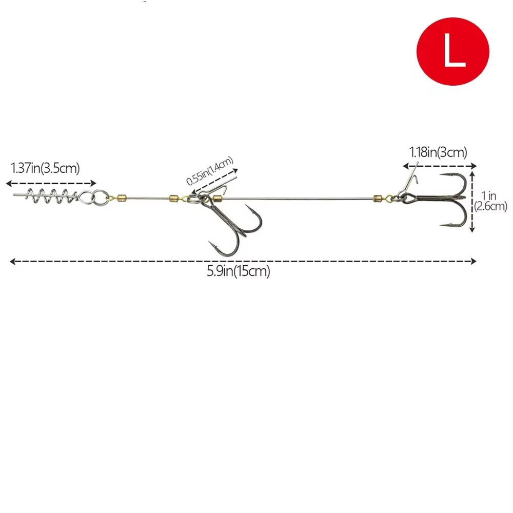 THKFISH Pike Stinger Rig anzuelos triples S M L anzuelo de pesca con tornillo de múltiples depósitos con conector de clavija de peso de plomo para Swimbait: verde