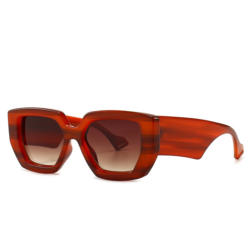 Vintage vierkante zonnebrillen voor dames en heren, beroemd luxe merk, grote frame-gradiënt zonnebril voor dames  uv400: Bruin bruin
