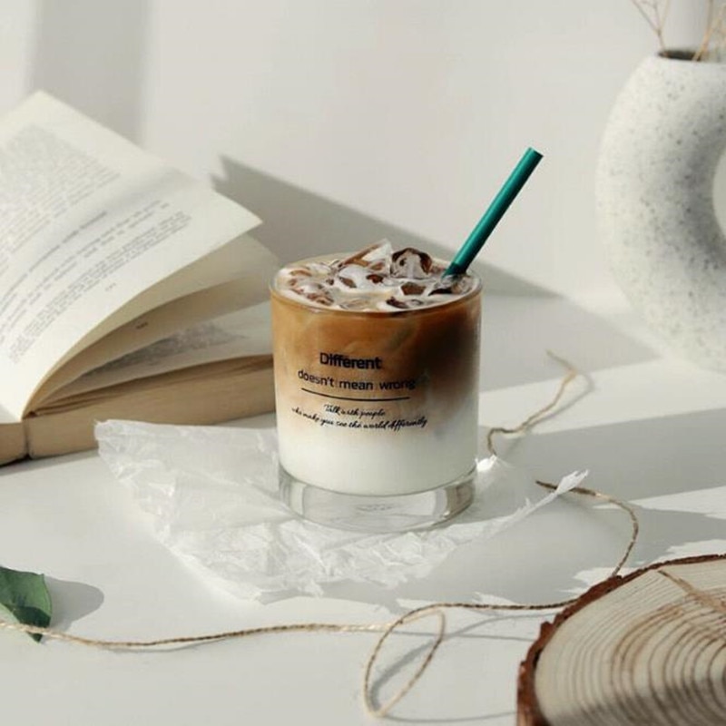 Cutelife koreansk stil ins kaffekopp glass kaldt vann kopp milkshake glass er amerikansk latte glass brus kopp drikkeskudd glass