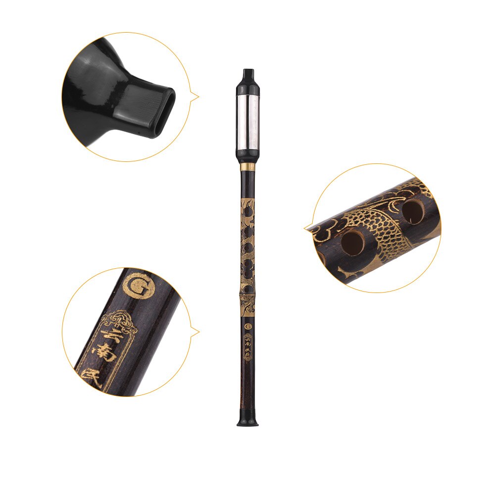 Chińskie tradycyjne instrumenty muzyczne pionowe dmuchane Bawu czarny bambus chińnarty bezpłatny trzcinowy flet klucz G