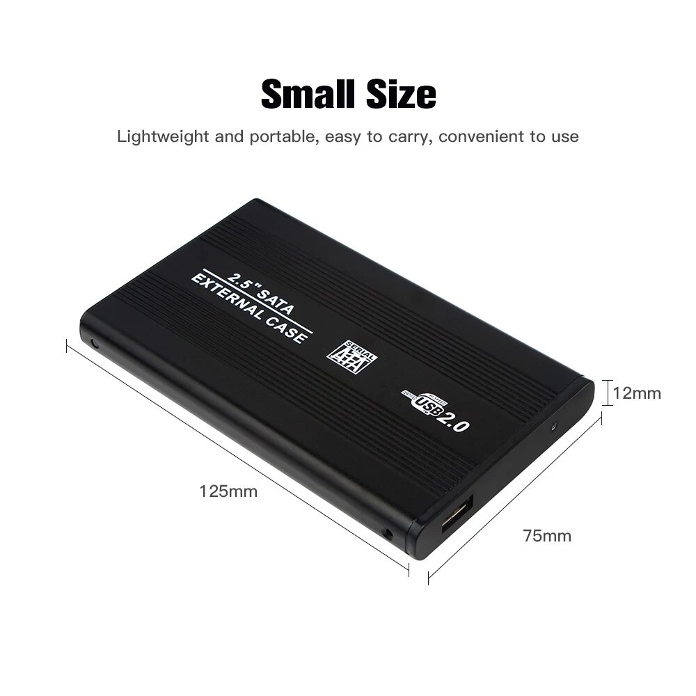 Aluminum 2.5 Inch External Hard Drive Disk Enclosure USB 2.0 to SATA HDD Case SSD Box For Laptop Drive Support 500G 1TB 2TB