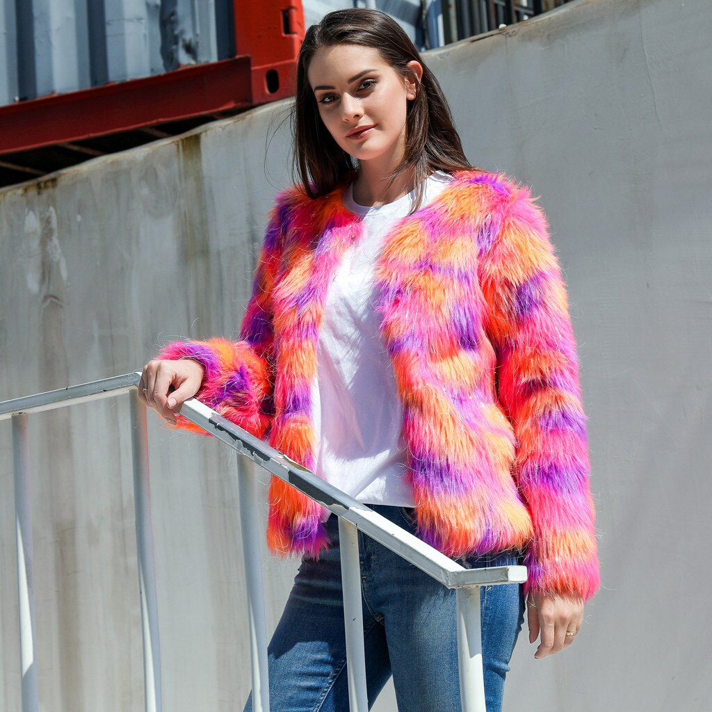 Mujer abrigo de piel peluda Otoño Invierno – Grandado