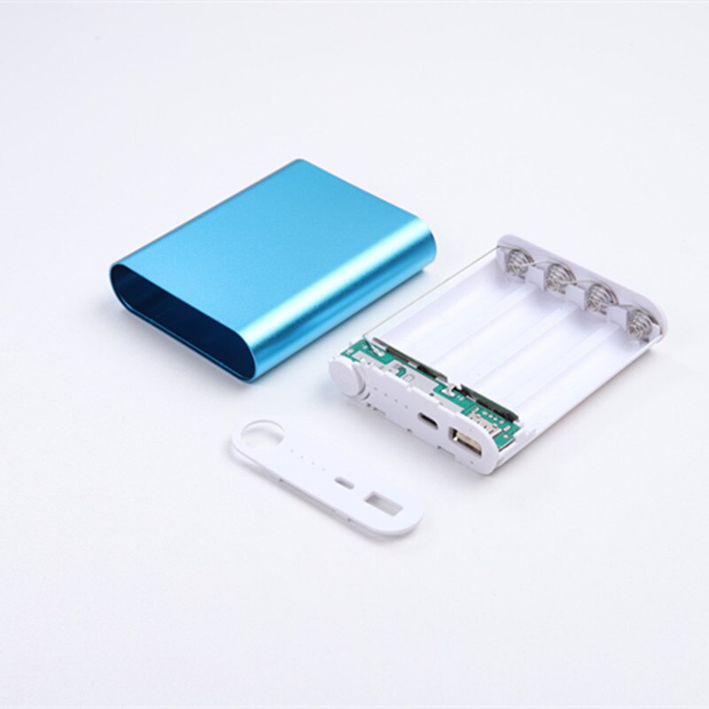 5 Colors Metal Power Bank DIY Kit Storage Case Box Free Welding Suit 4X 18650 Battery 5V 2.1A USB-C External Charger Smart Phone: Blue